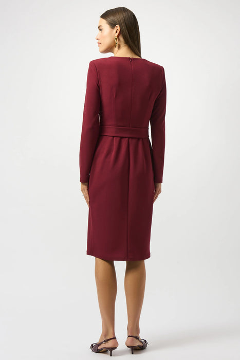 Joseph Ribkoff Merlot Belted Square Neck Sheath Dress 253165