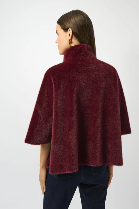 Joseph Ribkoff Merlot Bonded Faux Fur Suede Boxy Jacket 253924