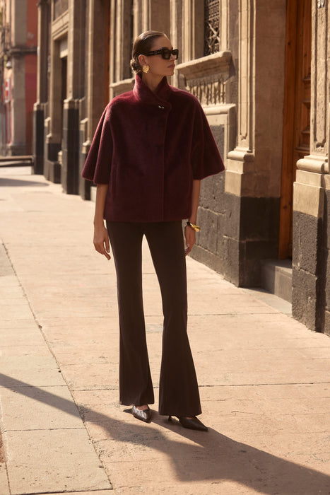 Joseph Ribkoff Merlot Bonded Faux Fur Suede Boxy Jacket 253924