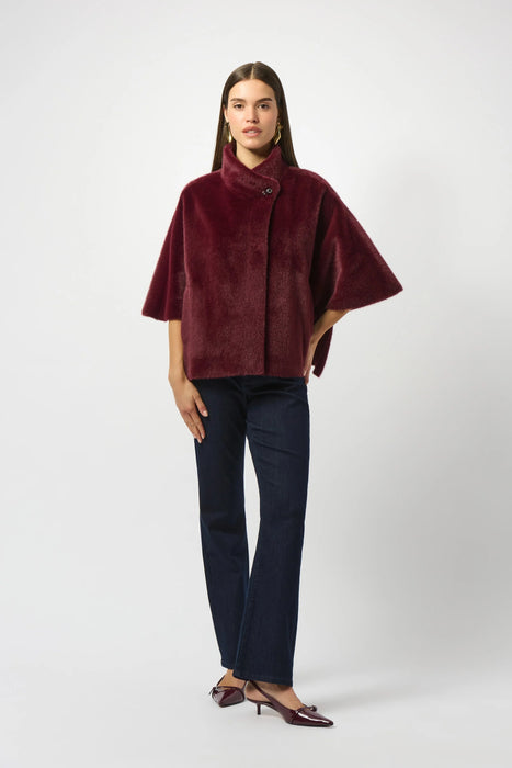 Joseph Ribkoff Merlot Bonded Faux Fur Suede Boxy Jacket 253924