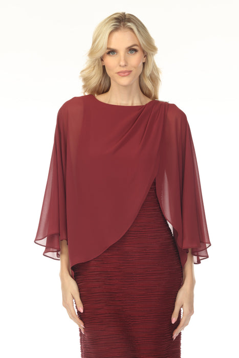 Joseph Ribkoff Merlot Chiffon Overlay Ruched Maxi Evening Dress 253739