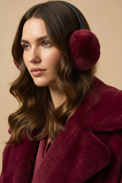 Joseph Ribkoff Merlot Faux Fur Adjustable Earmuffs 253976