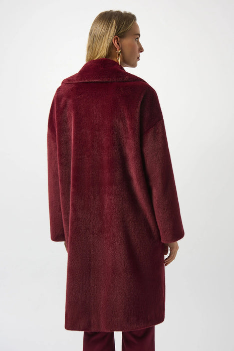 Joseph Ribkoff Merlot Faux Fur Straight Coat 243902F25