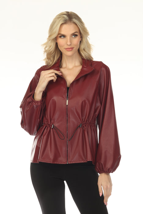Joseph Ribkoff Merlot Faux Leather Zip Front Jacket 253263