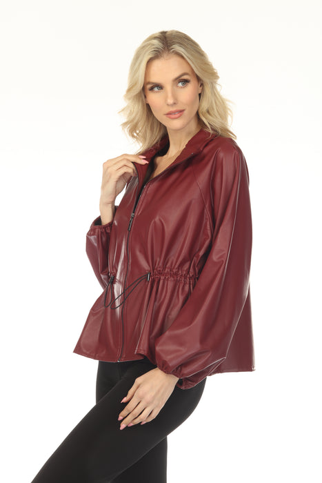 Joseph Ribkoff Merlot Faux Leather Zip Front Jacket 253263