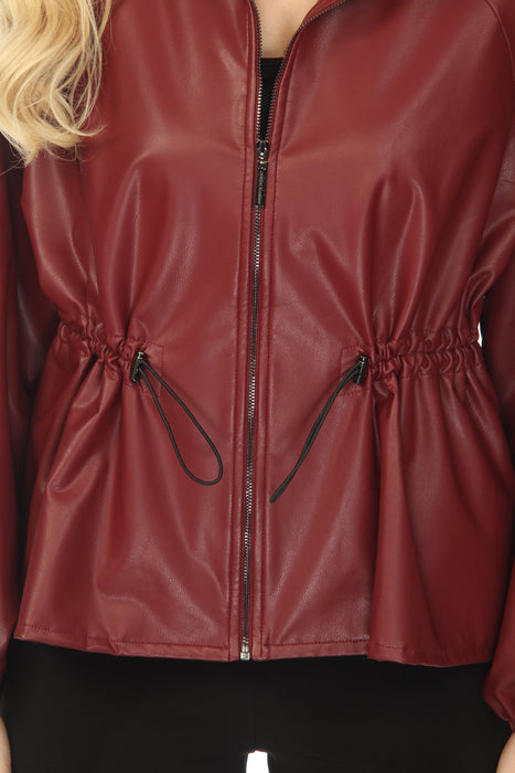 Joseph Ribkoff Merlot Faux Leather Zip Front Jacket 253263