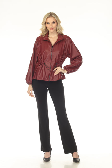 Joseph Ribkoff Merlot Faux Leather Zip Front Jacket 253263