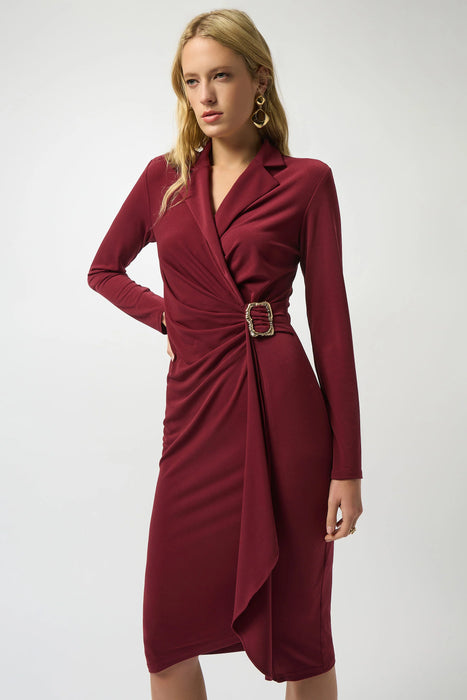 Joseph Ribkoff Merlot Faux Wrap Sheath Dress 253145
