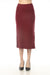 Woman wearing a red high-waist midi pencil skirt with side slit from Joseph Ribkoff