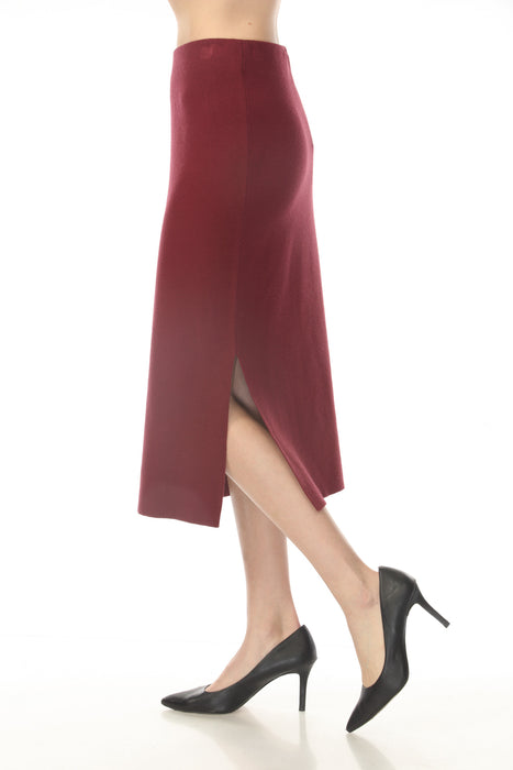 Joseph Ribkoff Merlot High Rise Knit Midi Pencil Skirt 243967F25