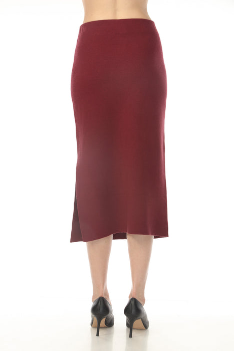 Joseph Ribkoff Merlot High Rise Knit Midi Pencil Skirt 243967F25