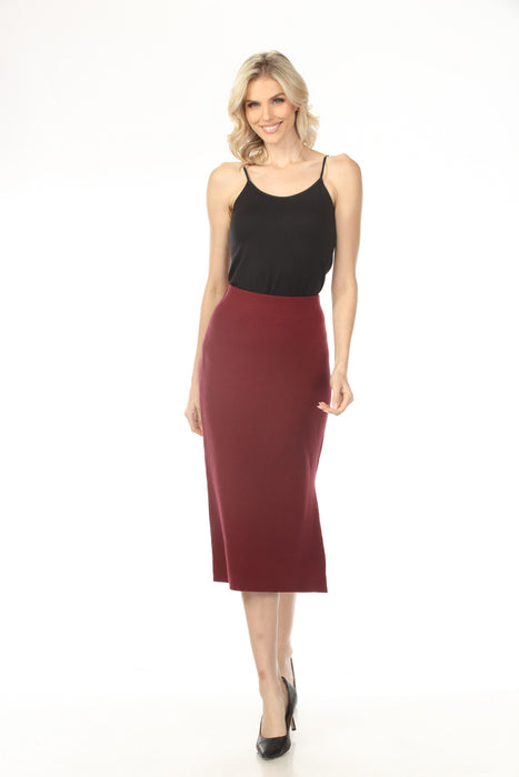 Joseph Ribkoff Merlot High Rise Knit Midi Pencil Skirt 243967F25