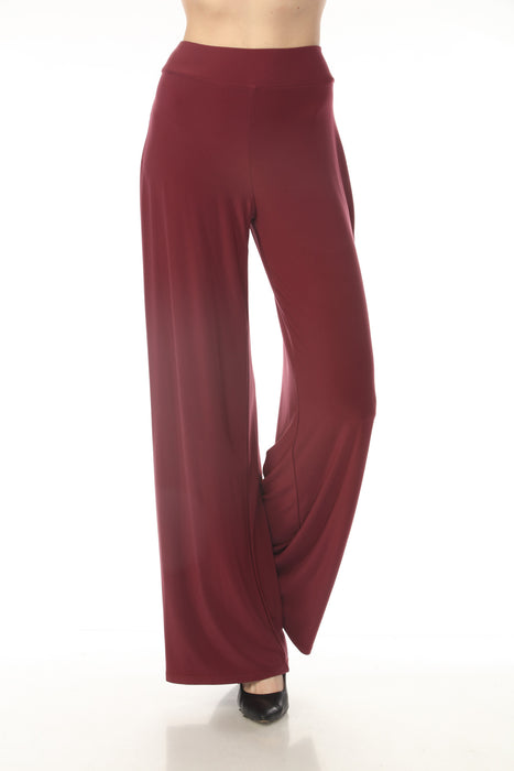 Woman wearing red high rise wide leg pants from Joseph Ribkoff