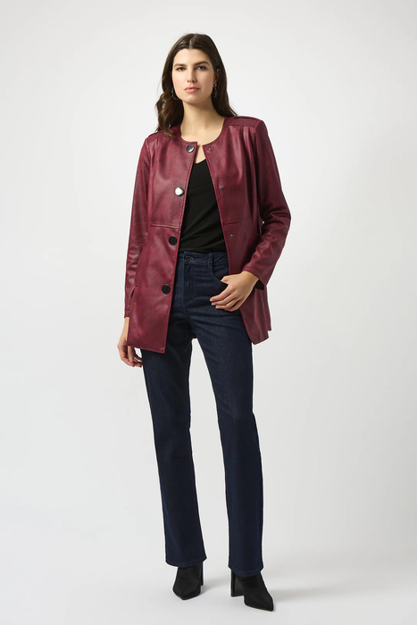Joseph Ribkoff Merlot Long Sleeve Faux Suede Jacket 253934