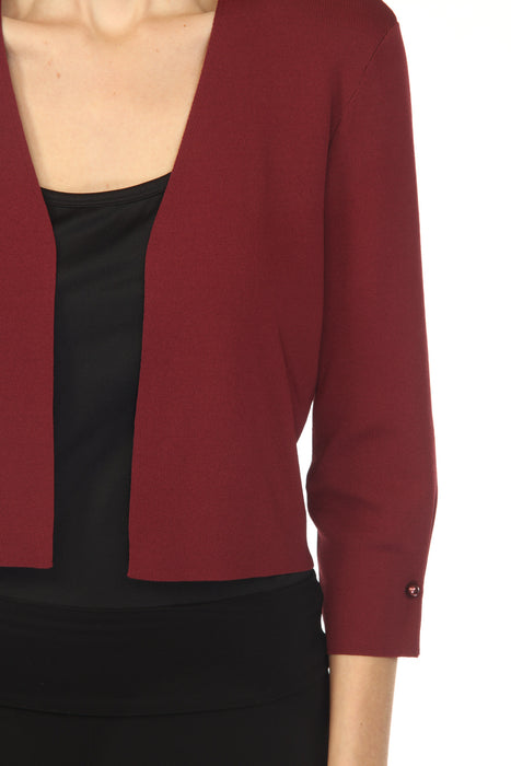 Joseph Ribkoff Merlot Pearl Accent 3/4 Sleeve Cropped Cover-Up 251900F25