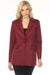 Woman wearing a red scuba suede blazer with fake flap pockets from Joseph Ribkoff