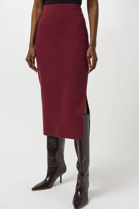 Joseph Ribkoff Merlot Sweater Knit Midi Skirt 243967F25