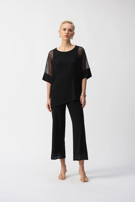 Joseph Ribkoff Mesh Asymmetrical Short Dolman Sleeve  Top 251092