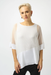 Joseph Ribkoff 251092 Vanilla Mesh Asymmetrical Short Dolman Sleeve  Top