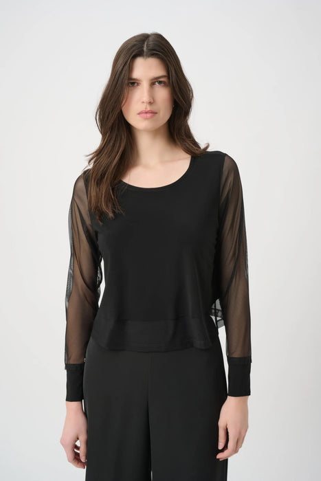 Joseph Ribkoff Layered Mesh Long Sleeve Top 261278