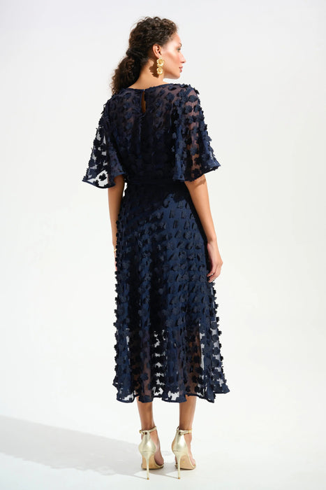 Joseph Ribkoff 3D Florals Belted Chiffon Fit and Flare Dress 261738