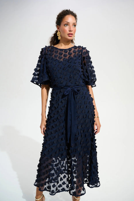 Joseph Ribkoff 3D Florals Belted Chiffon Fit and Flare Dress 261738