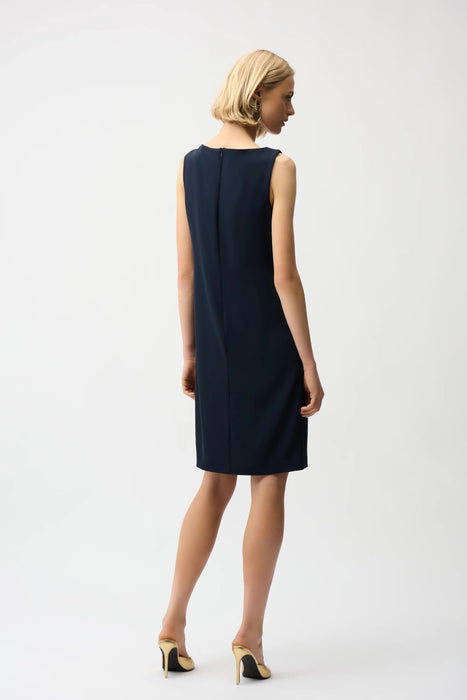 Joseph Ribkoff Midnight Blue Asymmetric Neck Shift Dress 261134