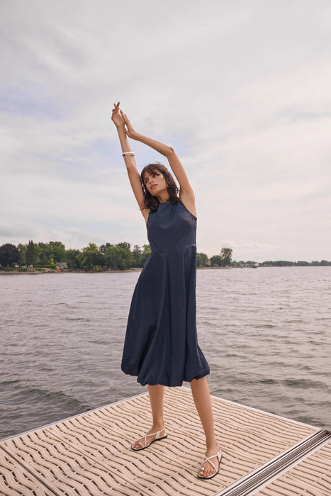 Joseph Ribkoff Midnight Blue Bubble Skirt A-Line Midi Dress 262115