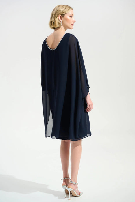 Joseph Ribkoff Chiffon Poncho Overlay Sheath Dress 261707
