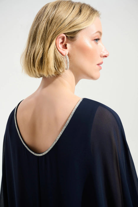 Joseph Ribkoff Chiffon Poncho Overlay Sheath Dress 261707