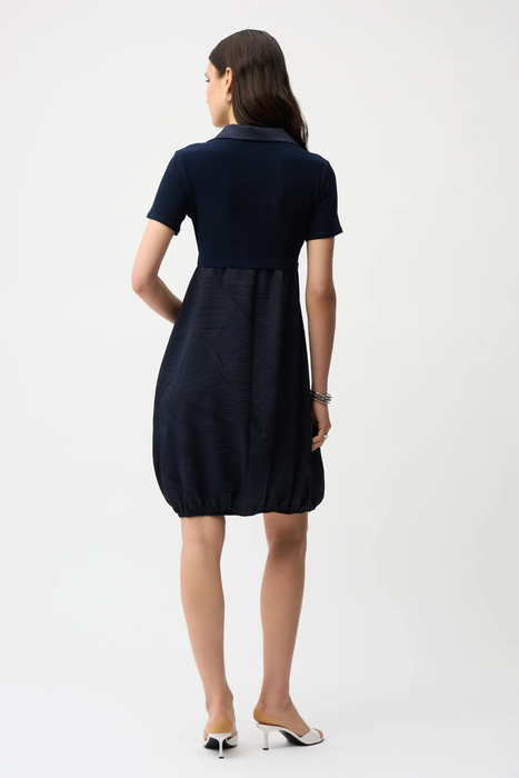 Joseph Ribkoff Midnight Blue Collared Pleated Cocoon Dress 261016