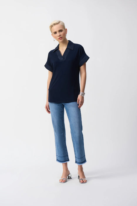 Joseph Ribkoff Collared V-Neck Short Sleeve Top 251290