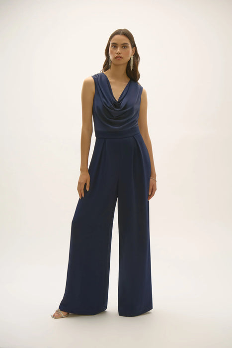 Joseph Ribkoff Style 252703 Midnight Blue Cowl Neck Sleeveless Jumpsuit