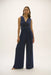 Joseph Ribkoff Style 252703 Midnight Blue Cowl Neck Sleeveless Jumpsuit