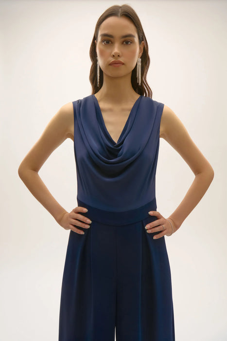 Joseph Ribkoff Midnight Blue Cowl Neck Sleeveless Jumpsuit 252703