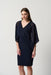 Joseph Ribkoff Style 234009 Midnight Blue Draped Chiffon Sleeve Sheath Dress