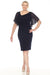 Joseph Ribkoff Style 252719 Midnight Blue Embellished Chiffon Sleeve Sheath Dress