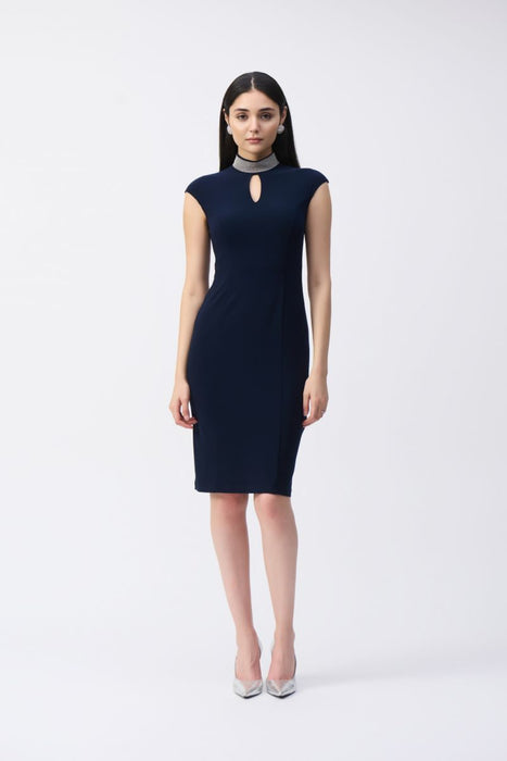 Joseph Ribkoff Embellished Choker Collar Sheath Dress 243313 AfterRetail Joseph Ribkoff Embellished Choker Collar Sheath Dress 243313 AfterRetail