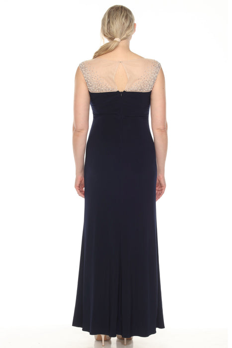 Joseph Ribkoff Midnight Blue Embellished Mesh Yoke Evening Dress 251713