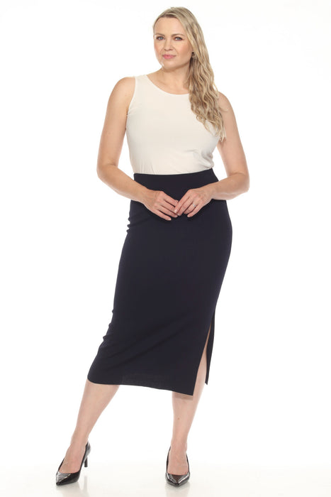 Joseph Ribkoff Midnight Blue High Waist Midi Pencil Skirt 251917