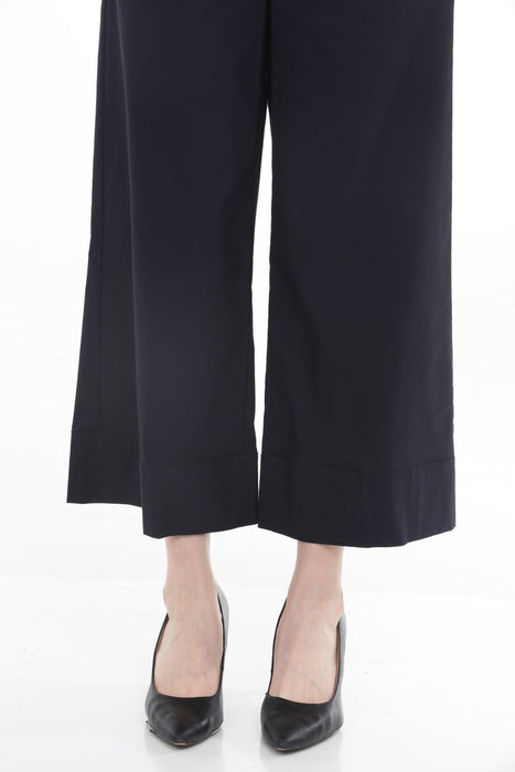 Joseph Ribkoff Midnight Blue High-Waist Poplin Culotte Pants 261264