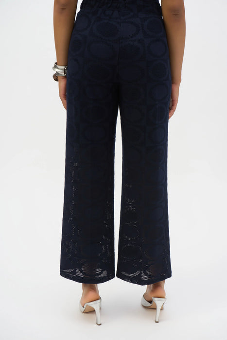 Joseph Ribkoff Midnight Blue Jacquard Mesh Wide Leg Pants 252184