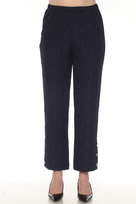 Joseph Ribkoff Style 252111 Midnight Blue Jacquard Pull On Ankle Pants