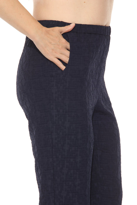 Joseph Ribkoff Midnight Blue Jacquard Pull On Ankle Pants 252111