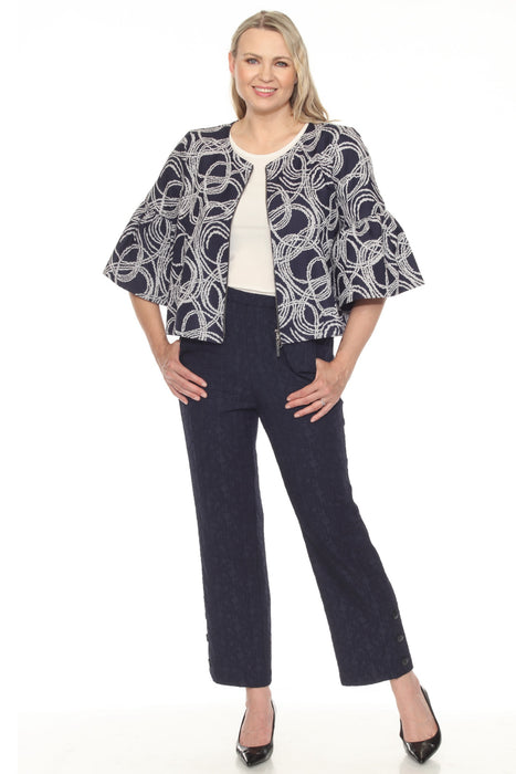 Joseph Ribkoff Midnight Blue Jacquard Pull On Ankle Pants 252111