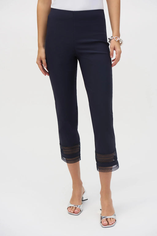 Joseph Ribkoff Style 252050 Midnight Blue Lace Cuff Pull On Cropped Pants