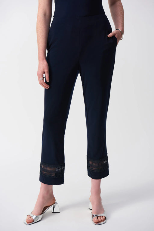 Joseph Ribkoff Style 251160 Midnight Blue Lace Trim Cropped Pants