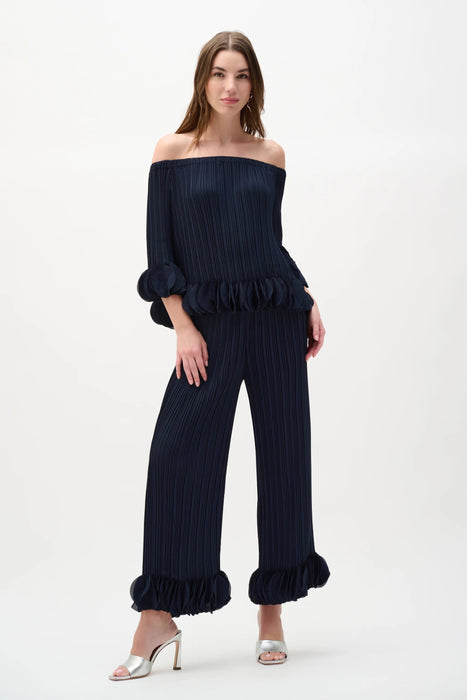 Joseph Ribkoff Midnight Blue Lightweight Pleated Wide Leg Pants 253940S26