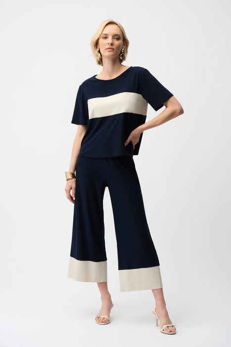 Joseph Ribkoff Midnight Blue Color Block Boxy Top 261080
