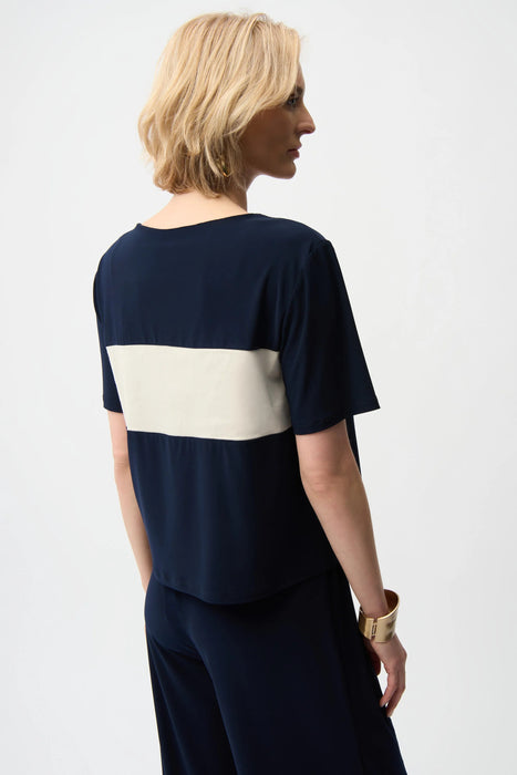 Joseph Ribkoff Midnight Blue Color Block Boxy Top 261080